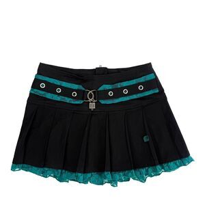 Tripp NYC Mini Skirt Goth Punk Emo Lace Pleated Skull padlock Y2K Grunge Size M